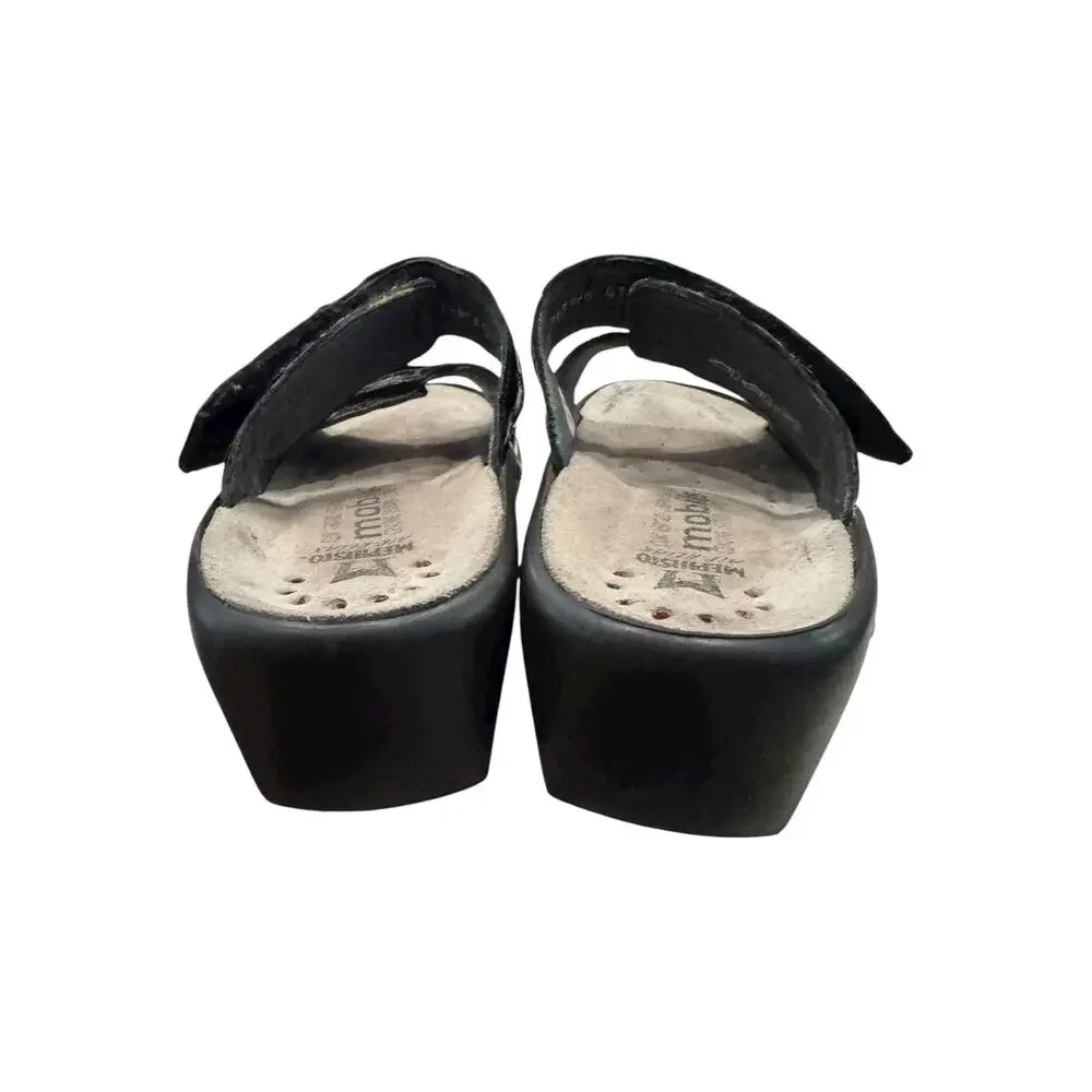 Mephisto Mobils Ulda Black Patent Croc Leather Slide Sandals EU 41 US 10-10.5